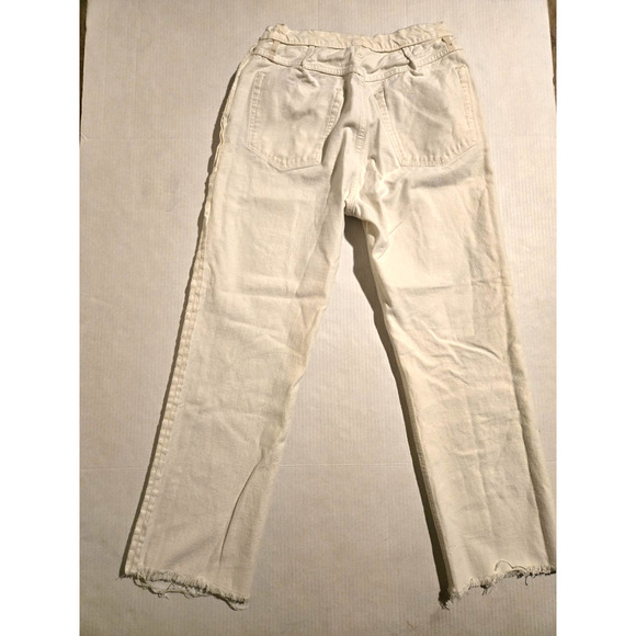 Womens Reformation Rowe Mid Rise Relaxed Straight Jeans Off White Size 30 - Picture 11 of 16